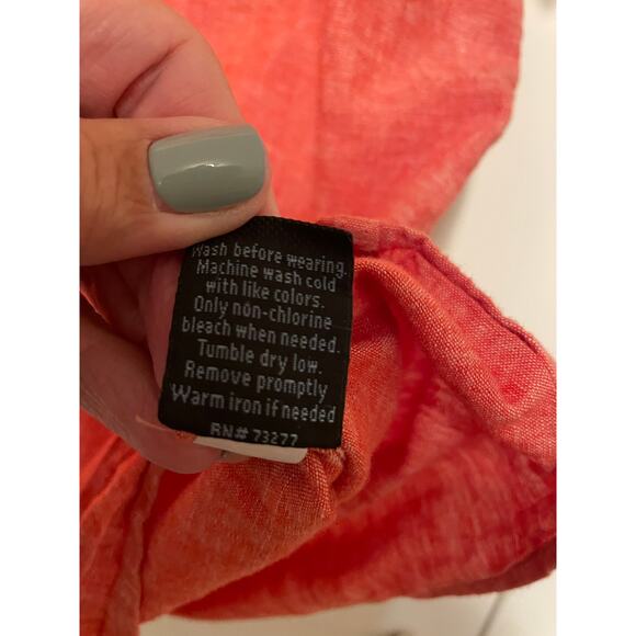 Marc Anthony Red Linen Short Sleeve Button Down Shirt Collared Solid Cotton XXL - Picture 8 of 8